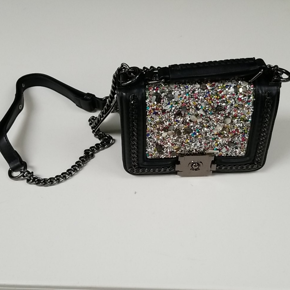 NWT Boy Flap Handbag w/ Rhinestones & Chain Strap - Picture 5 of 5